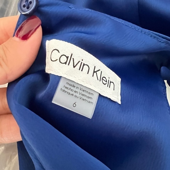 NWT CALVIN KLEIN Cobalt Blue Sleeveless Ruffled Sheath Mini Dress Sz 6 - Picture 6 of 6